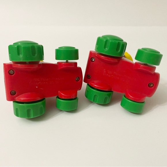 Vintage 90s Fisher Price Little People Wheelies Farmer and Cow Farm Animals - Picture 14 of 16